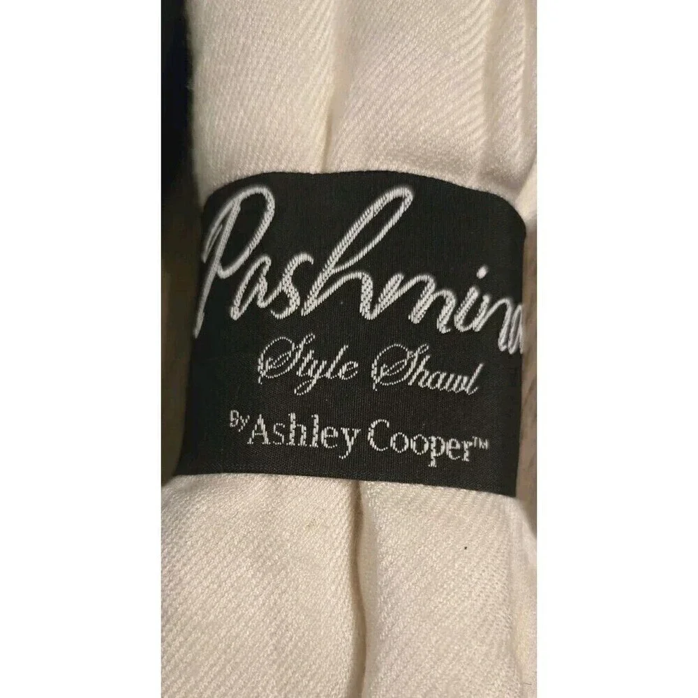 2 Pashmina Style Shawl by Ashley Cooper Cream & Black Floral Fringe Giftable
